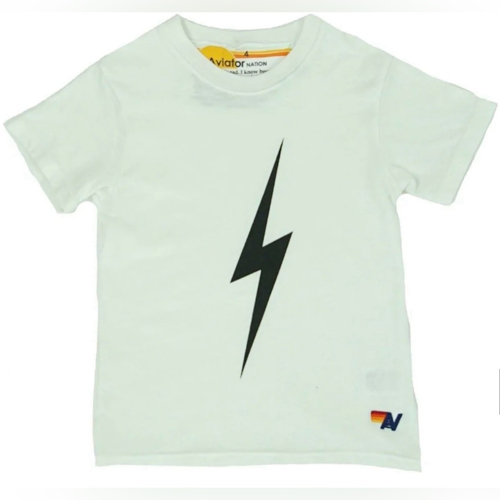 AVITOR NATION KID'S BOLT TEE - WHITE - SIZE 8